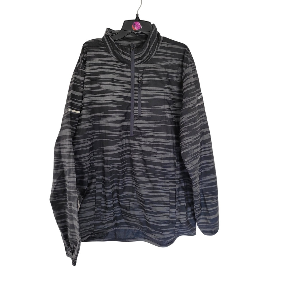 Brooks Quarter Zip Pullover Jacket Black Stripe Running Activewear Mens Large #7